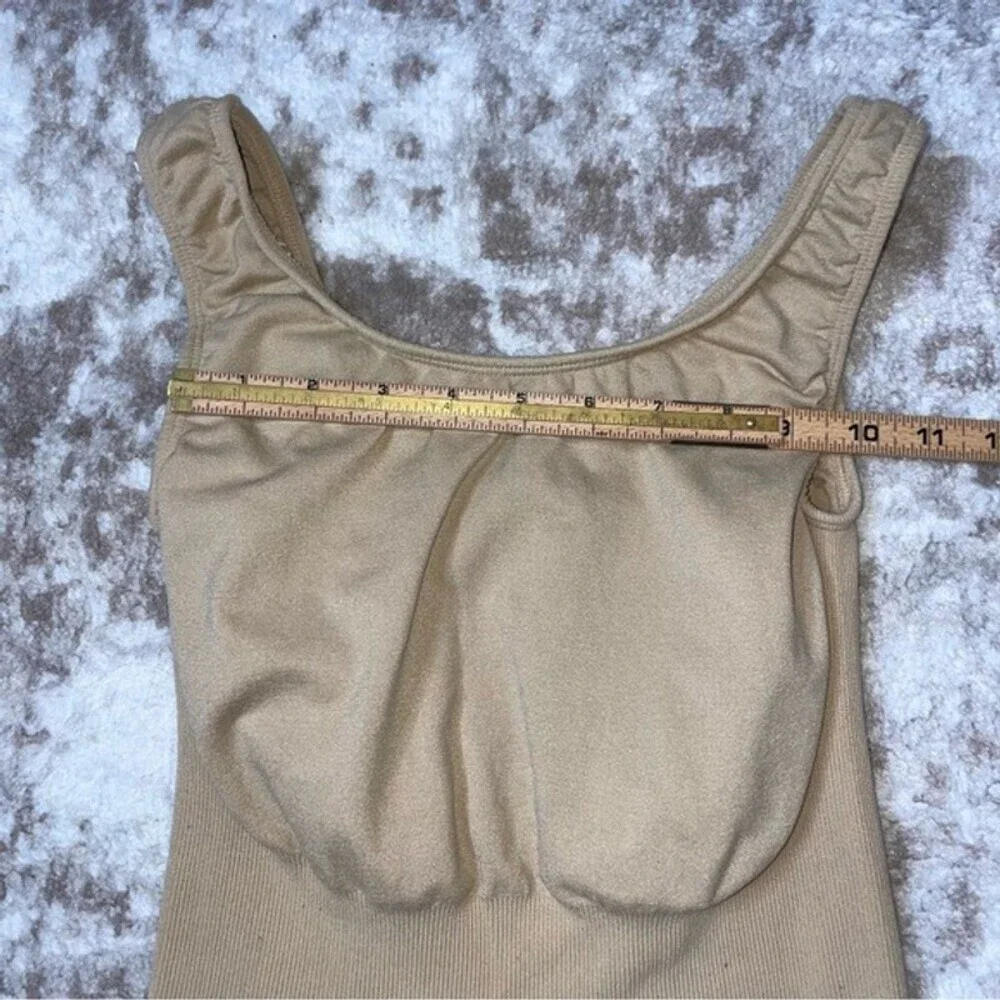 Balera Women's SZ M compression one piece nude with waist slimming shelf bra
